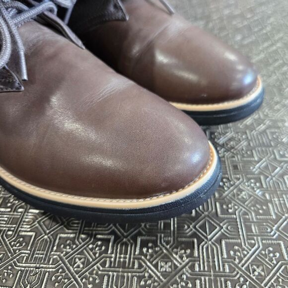 🐢 Clarks Shannon Pearl Taupe Leather Lace Up Bootie Boot with Faux Fur Size 11 - Picture 5 of 12